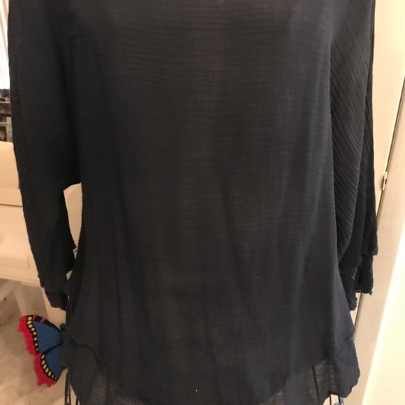 Cotton Palm 3/4 “ Sleeve Beautiful Black Top Large - Picture 2 of 3